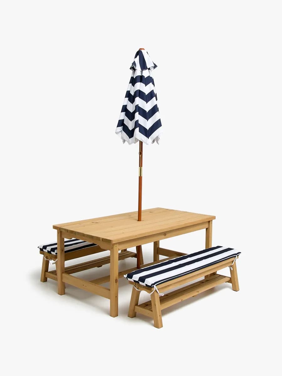 Woodlii Picknickbord Set med Bänkar, Natur