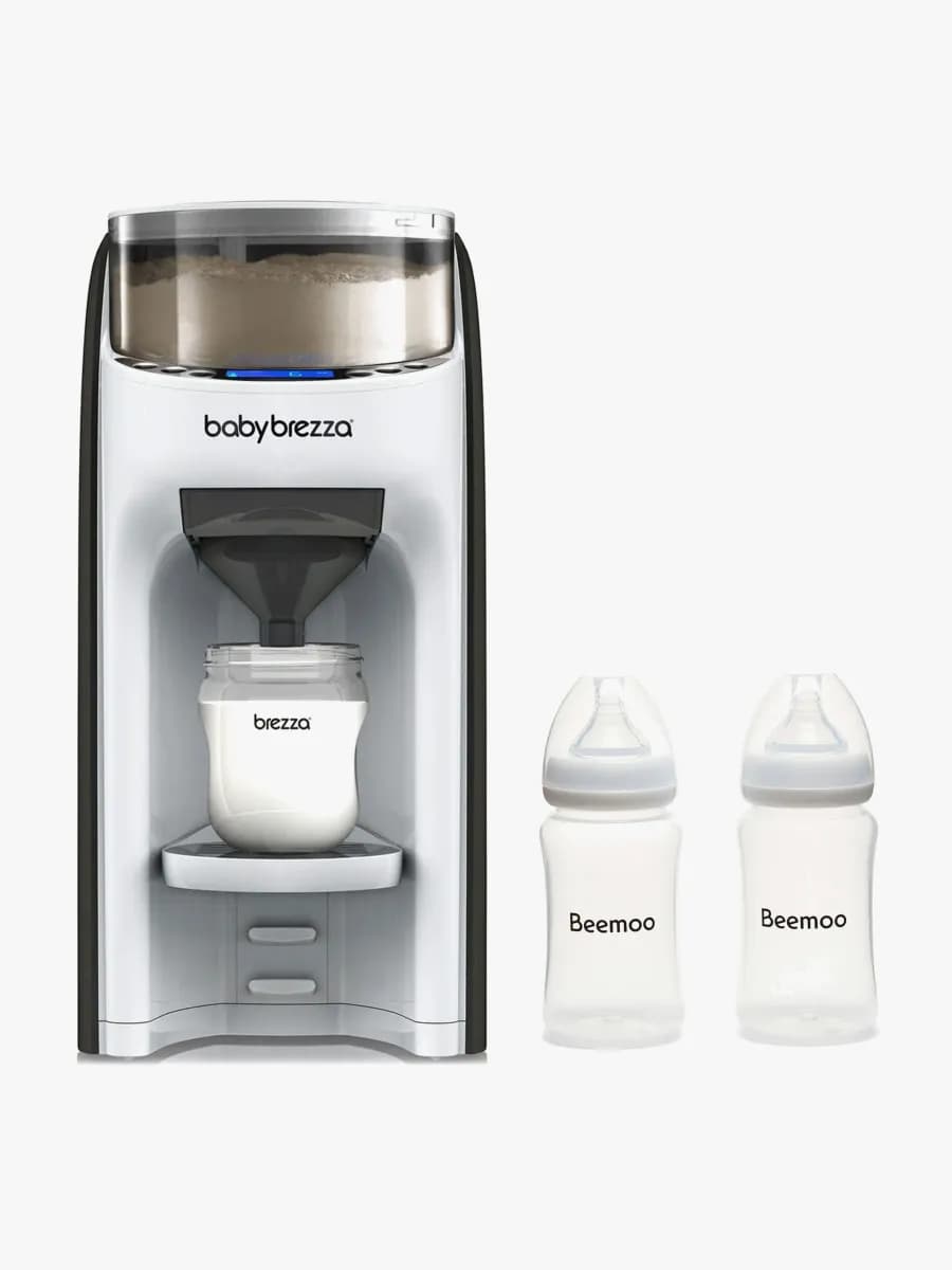 Baby Brezza Formula Pro Advanced Mjölkersättning- och Vällingmaskin inkl. Beemoo Care Bröstmjölksflaska 240 ml 2-Pack, White