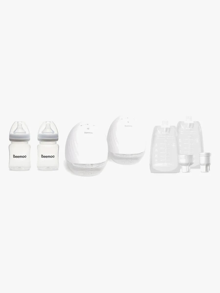 Beemoo CARE Wearable Elektrisk Bröstpump Dubbel inkl. Bröstmjölkspåsar & Bröstmjölksflaska 180 ml 2-pack