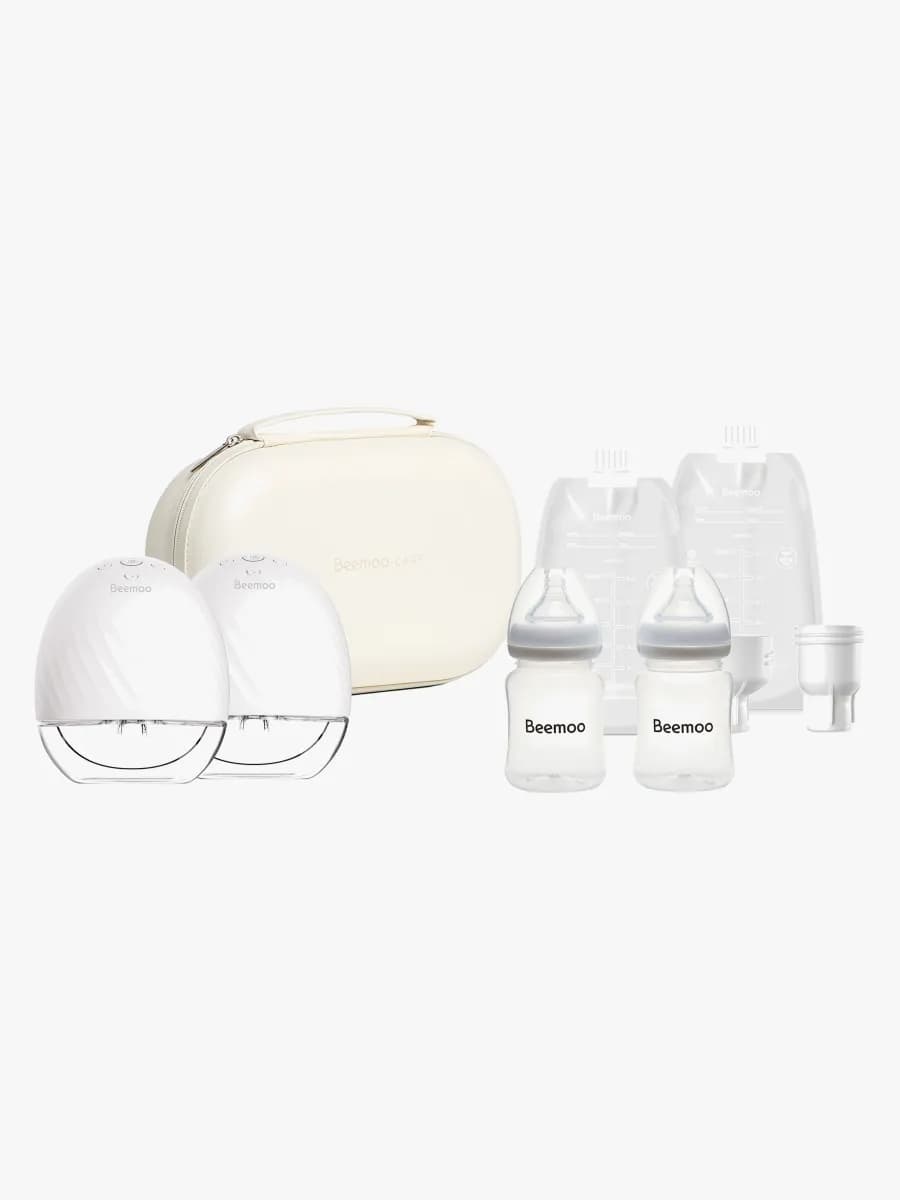 Beemoo CARE Wearable Elektrisk Bröstpump Dubbel inkl. Bröstmjölkspåsar, Bröstmjölksflaska & Förvaringsväska