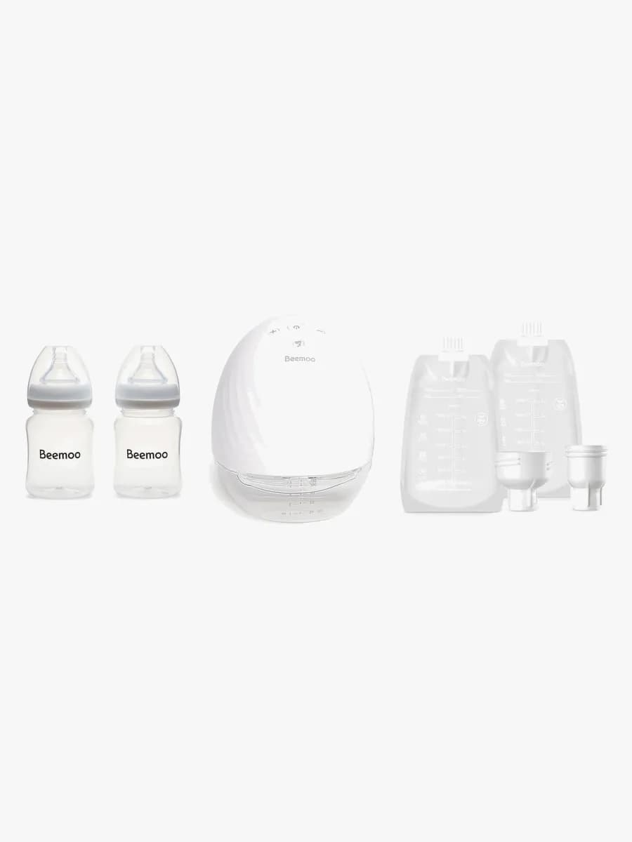 Beemoo CARE Wearable Elektrisk Bröstpump Singel inkl. Bröstmjölkspåsar & Bröstmjölksflaska 180 ml 2-pack