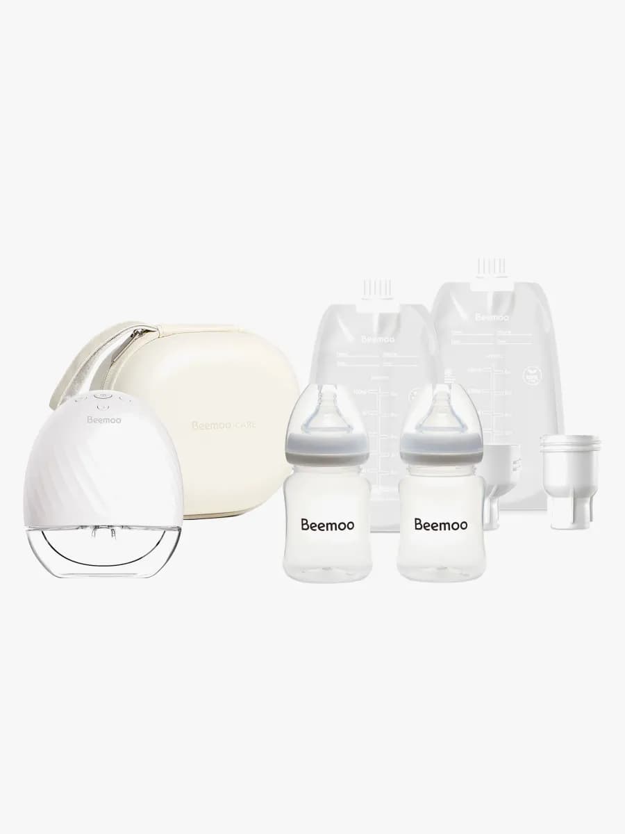 Beemoo CARE Wearable Elektrisk Bröstpump Singel inkl. Bröstmjölkspåsar, Bröstmjölksflaska & Förvaringsväska