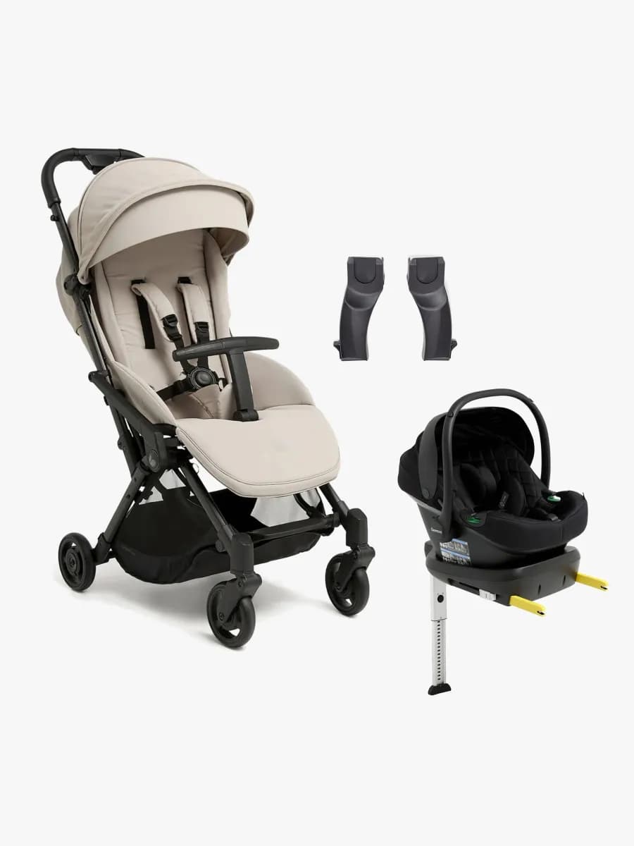 Beemoo Easy Fly Lux 4 Sulky Inkl. Route i-Size Babyskydd & Bas, Sand Beige/Black Stone