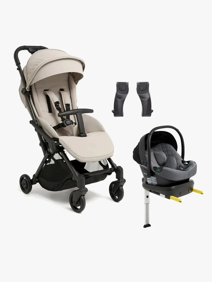 Beemoo Easy Fly Lux 4 Sulky Inkl. Route i-Size Babyskydd & Bas, Sand Beige/Mineral Grey