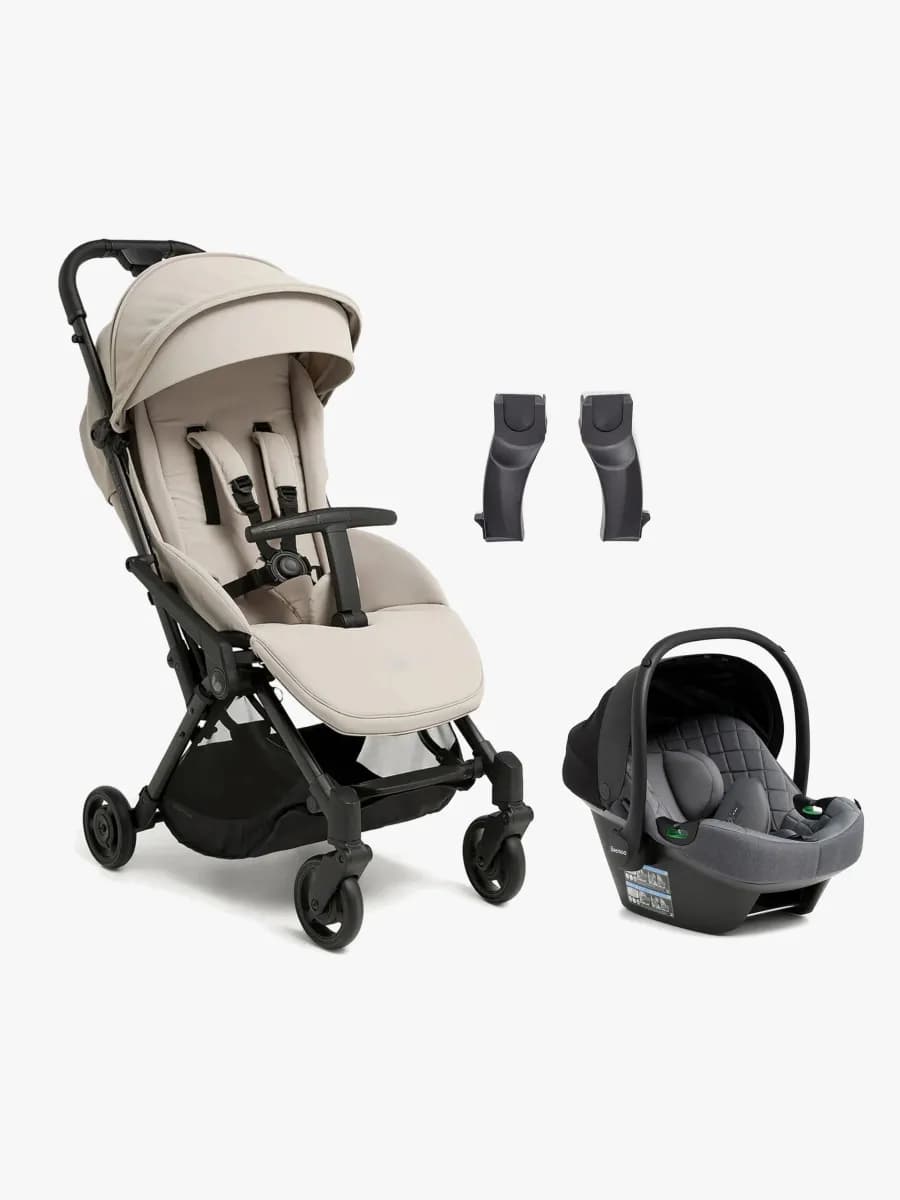 Beemoo Easy Fly Lux 4 Sulky Inkl. Route i-Size Babyskydd, Sand Beige/Mineral Grey