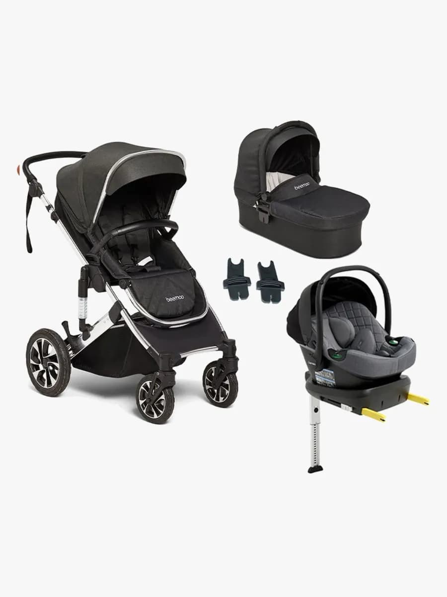 Beemoo Maxi 4 Duovagn Inkl. Beemoo Route Babyskydd & Bas, Black Silver/Mineral Gray
