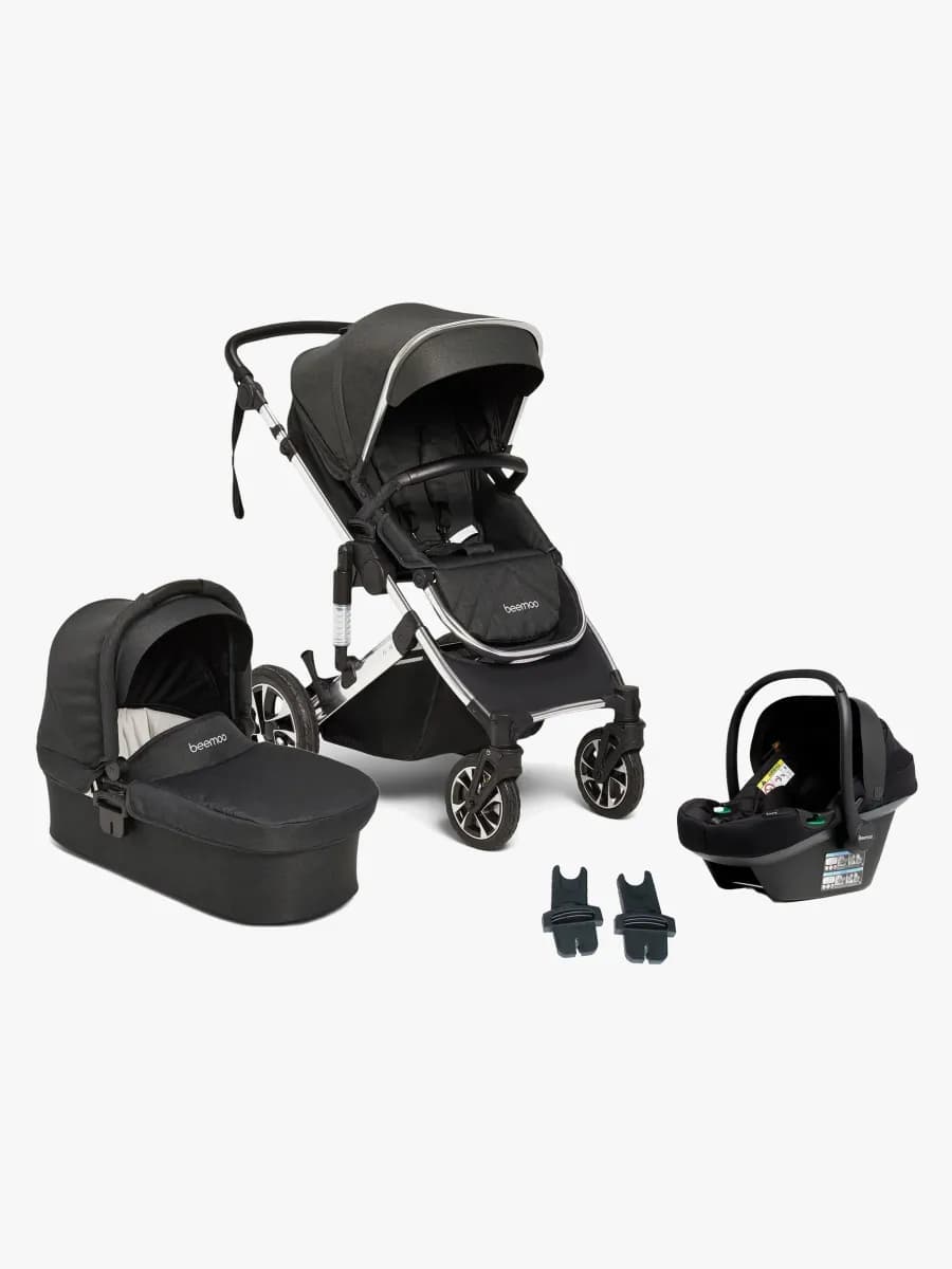 Beemoo Maxi 4 Duovagn Inkl. Beemoo Route i-Size Babyskydd, Black Silver/Black Stone