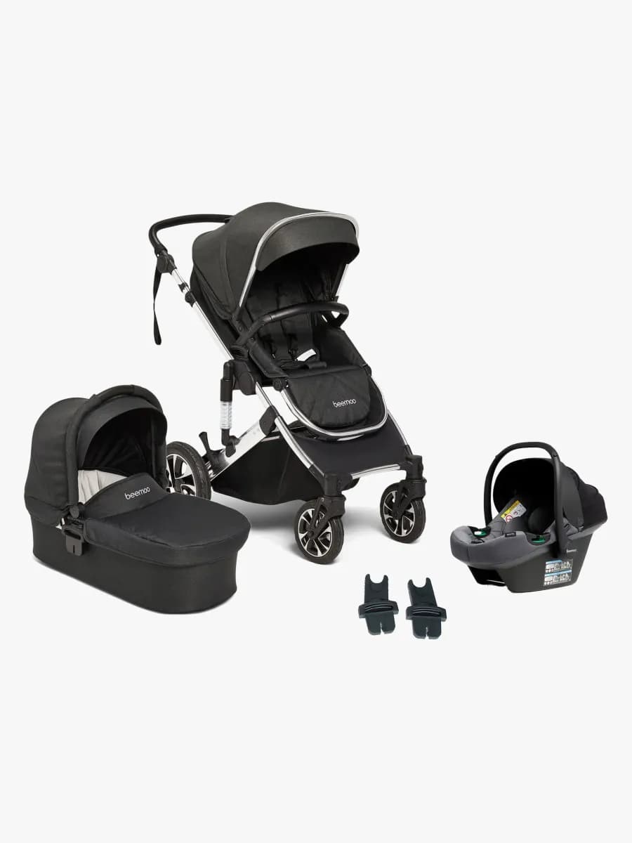 Beemoo Maxi 4 Duovagn Inkl. Beemoo Route i-Size Babyskydd, Black Silver/Mineral Grey