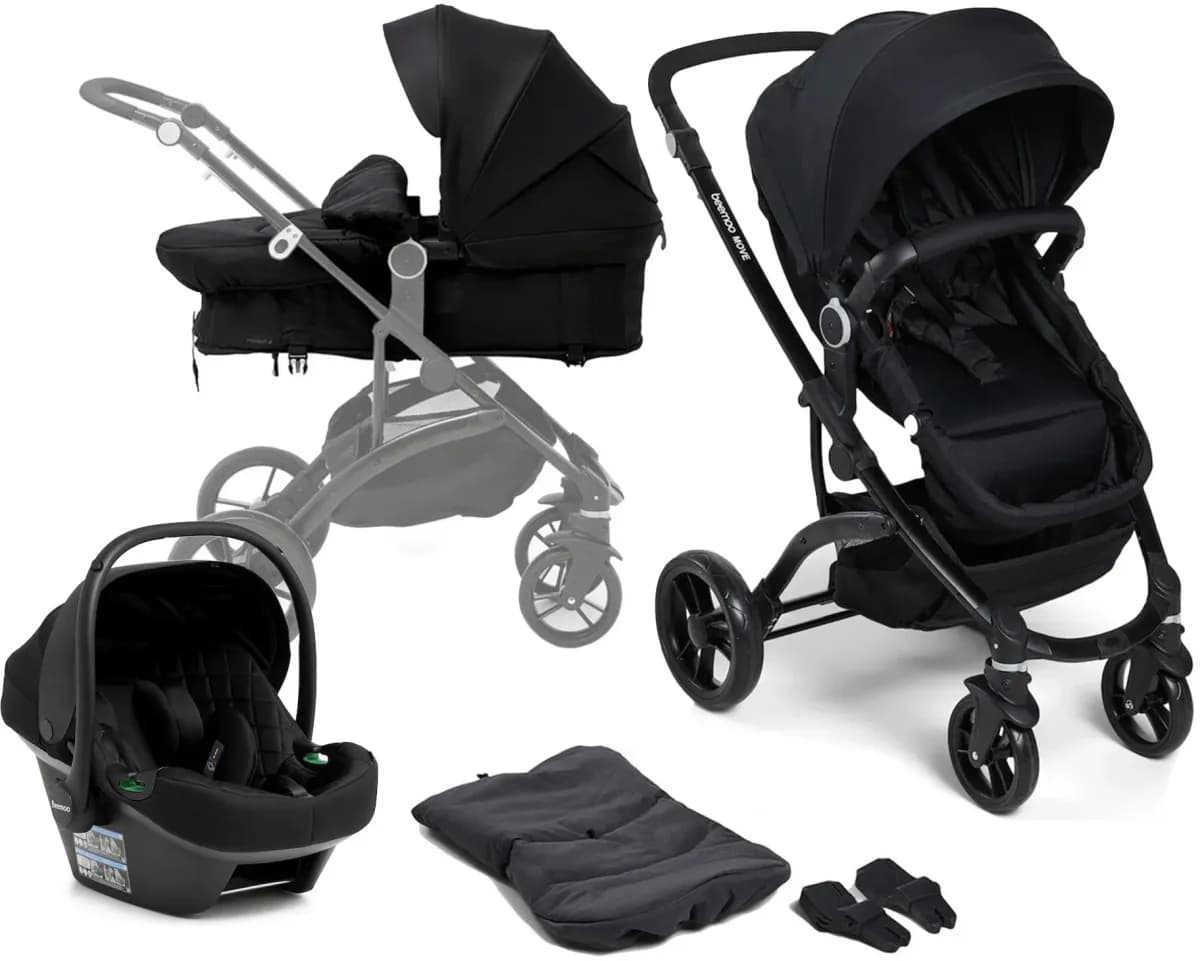 Beemoo Move 2-in-1 Kombivagn Inkl. Beemoo Route i-Size Babyskydd, Black/Black Stone