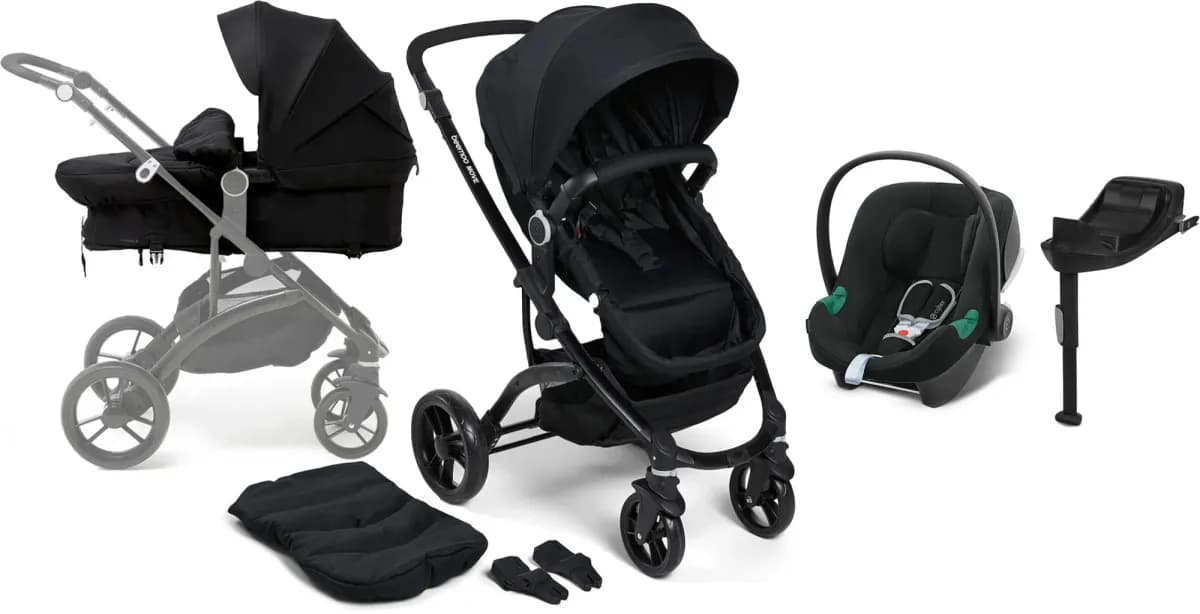 Beemoo Move 2-in-1 Kombivagn Inkl. Cybex Aton B2 Babyskydd & Bas, Black/Volcano Black