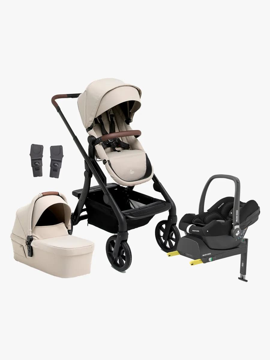 Beemoo Pro Max Duovagn & Maxi-Cosi CabrioFix i-Size Babyskydd inkl. Bas, Latte Beige