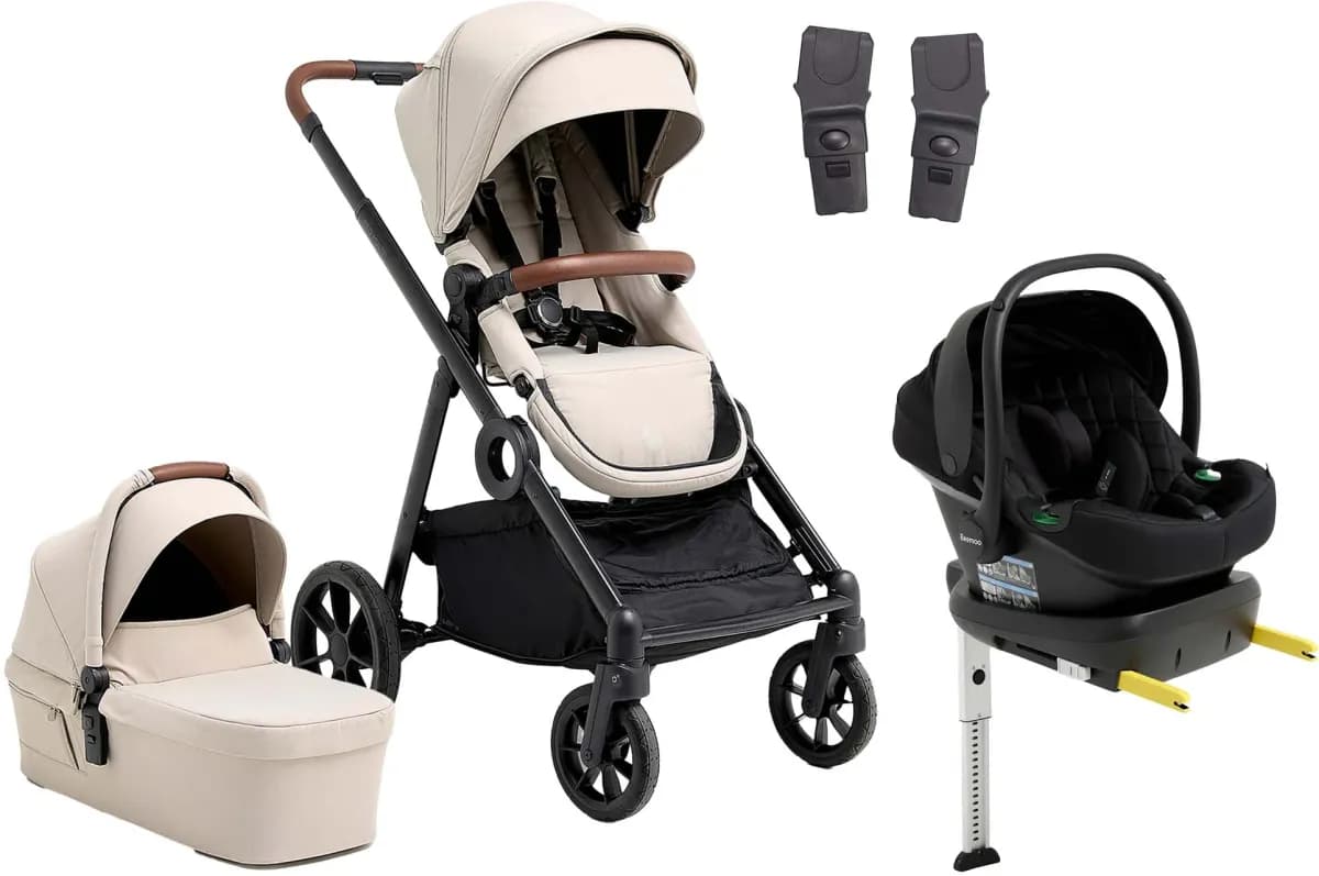Beemoo Pro Multi 2 Duovagn Inkl. Route i-Size Babyskydd & Bas, Latte Beige/Black Stone