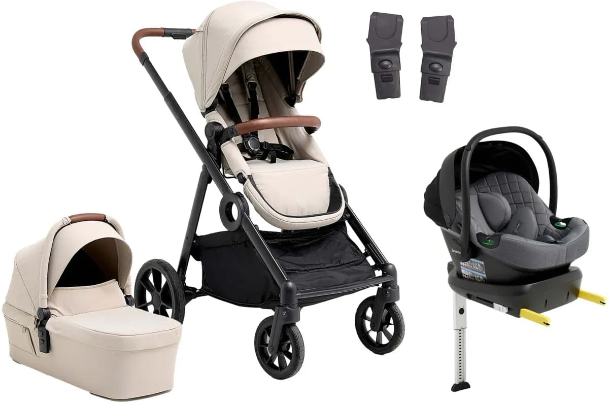 Beemoo Pro Multi 2 Duovagn Inkl. Route i-Size Babyskydd & Bas, Latte Beige/Mineral Grey