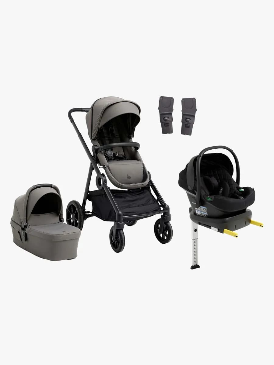 Beemoo Pro Multi 2 Duovagn Inkl. Route i-Size Babyskydd & Bas, Mocha Grey/Black Stone