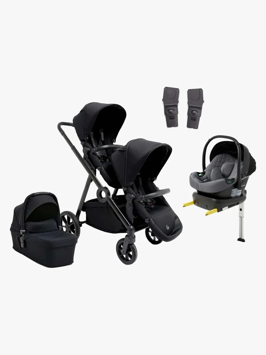 Beemoo Pro Multi 2 Syskonvagn Inkl. Route i-Size Babyskydd & Bas, Coffee Black/Mineral Grey