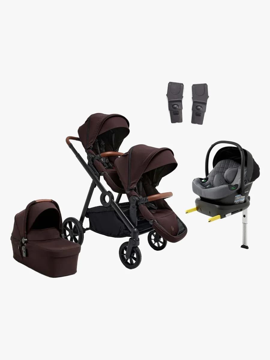 Beemoo Pro Multi 2 Syskonvagn Inkl. Route i-Size Babyskydd & Bas, Espresso Brown/Mineral Grey
