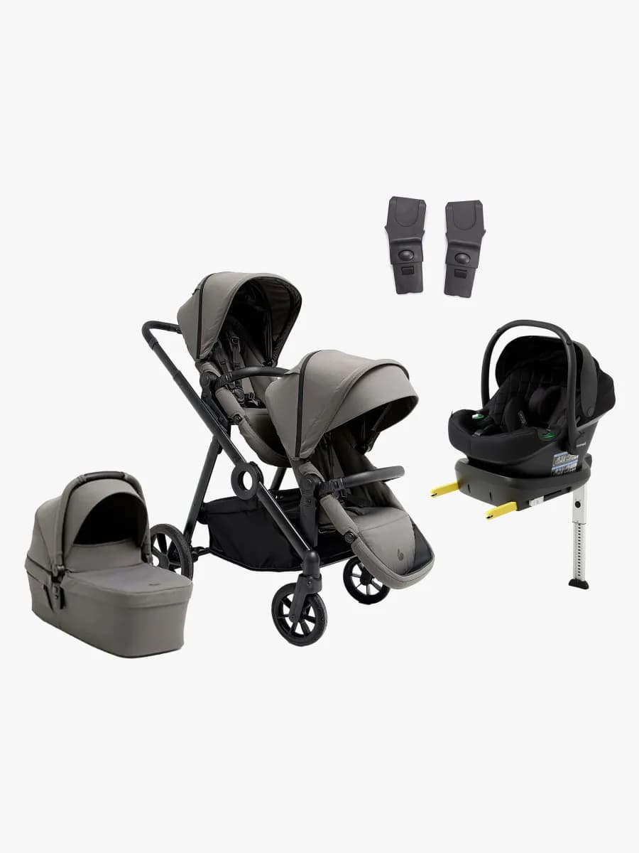 Beemoo Pro Multi 2 Syskonvagn Inkl. Route i-Size Babyskydd & Bas, Mocha Grey/Black Stone