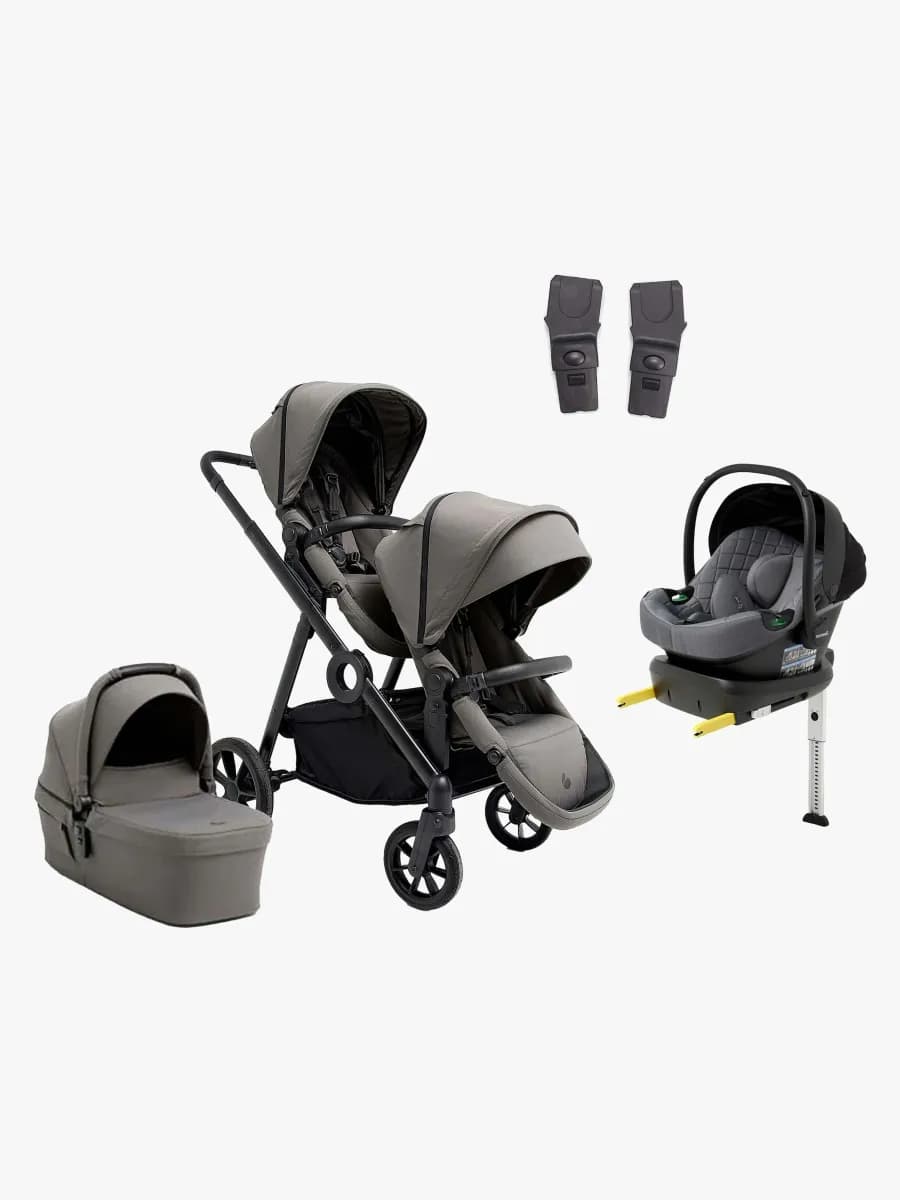 Beemoo Pro Multi 2 Syskonvagn Inkl. Route i-Size Babyskydd & Bas, Mocha Grey/Mineral Grey