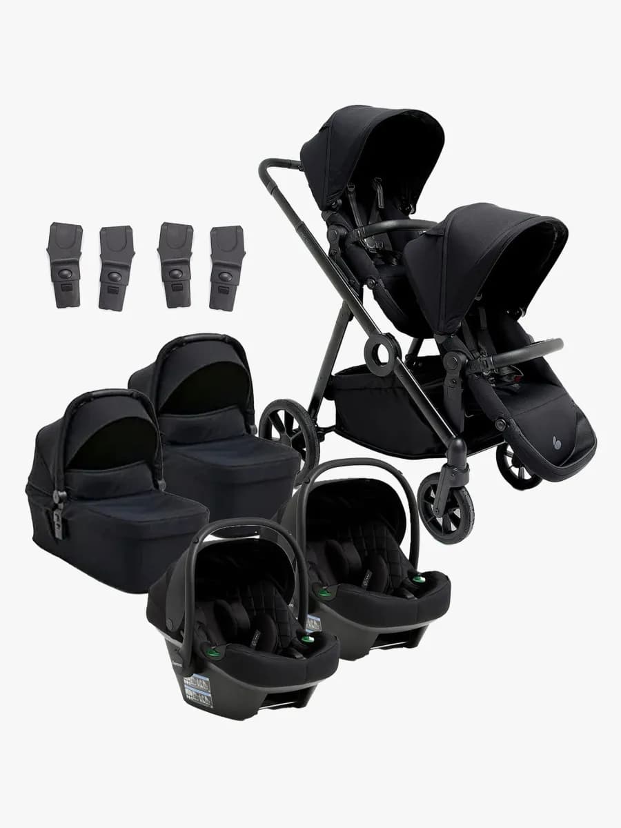 Beemoo Pro Multi 2 Tvillingvagn Inkl. Route i-Size Babyskydd, Coffee Black/Black Stone