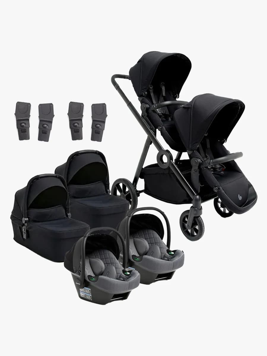 Beemoo Pro Multi 2 Tvillingvagn Inkl. Route i-Size Babyskydd, Coffee Black/Mineral Grey