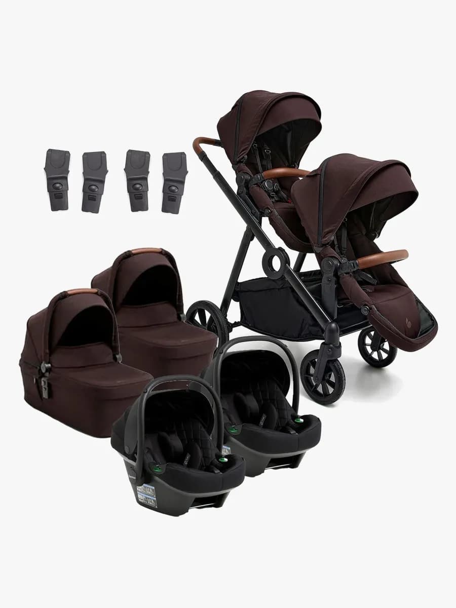 Beemoo Pro Multi 2 Tvillingvagn Inkl. Route i-Size Babyskydd, Espresso Brown/Black Stone