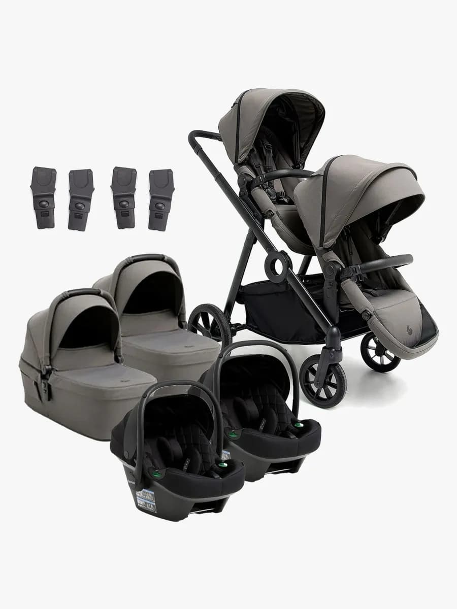 Beemoo Pro Multi 2 Tvillingvagn Inkl. Route i-Size Babyskydd, Mocha Grey/Black Stone