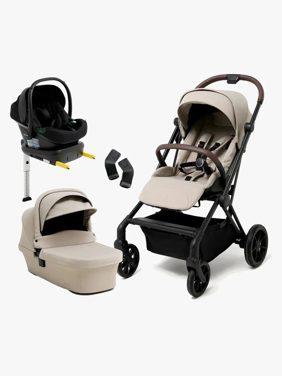 Beemoo Pro Twist Duovagn Inkl. Beemoo Route Babyskydd & Bas, Latte Beige/Black Stone