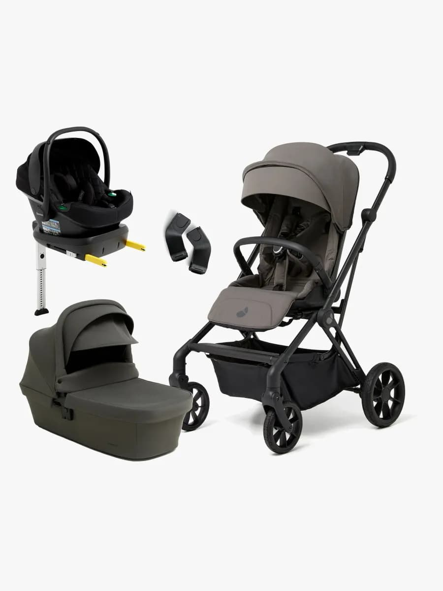 Beemoo Pro Twist Duovagn Inkl. Beemoo Route Babyskydd & Bas, Mocha Grey/Black Stone
