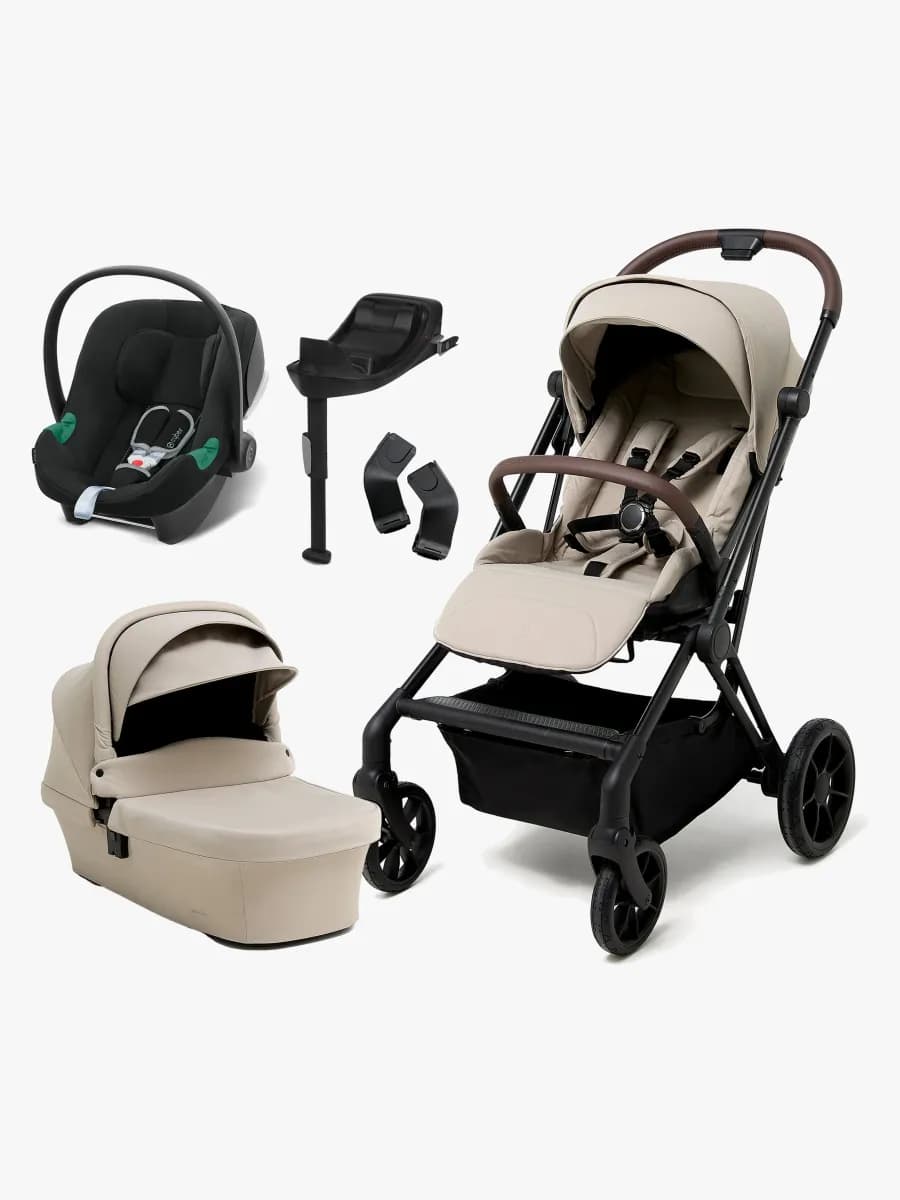 Beemoo Pro Twist Duovagn Inkl. Cybex Aton B2 Babyskydd & Bas, Latte Beige/Volcano Black