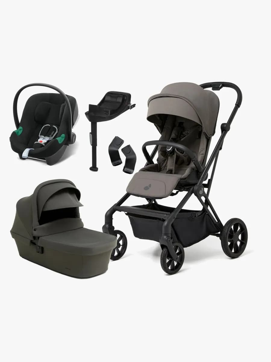 Beemoo Pro Twist Duovagn Inkl. Cybex Aton B2 Babyskydd & Bas, Mocha Grey/Volcano Black