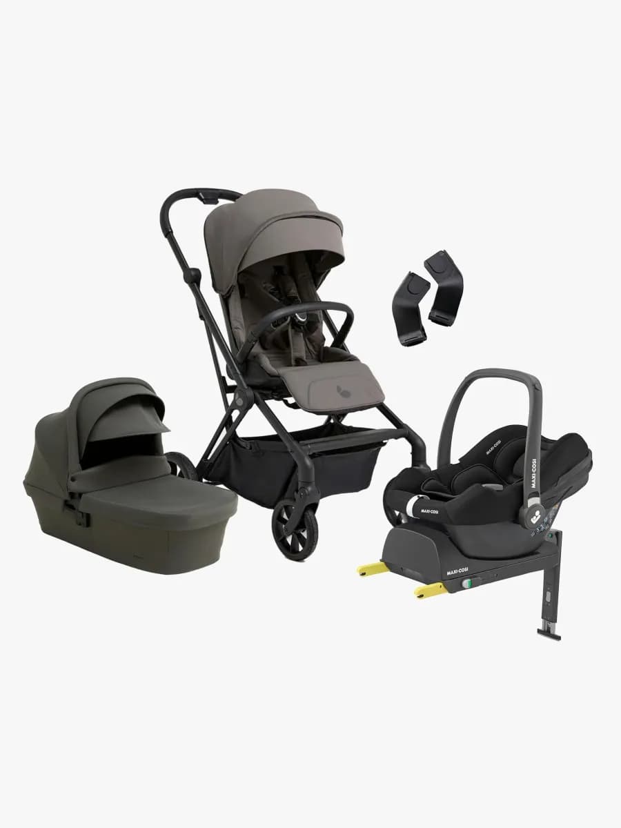 Beemoo Pro Twist Duovagn Inkl. Maxi-Cosi CabrioFix Babyskydd & Bas, Mocha Grey/Black