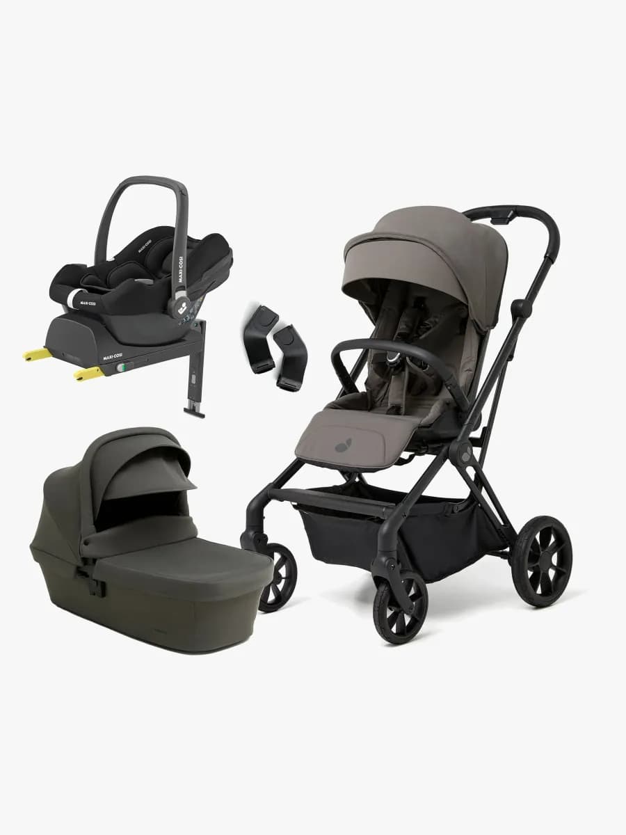 Beemoo Pro Twist Duovagn Inkl. MaxiCosi CabrioFix Babyskydd & Bas, Mocha Grey/Essential Black