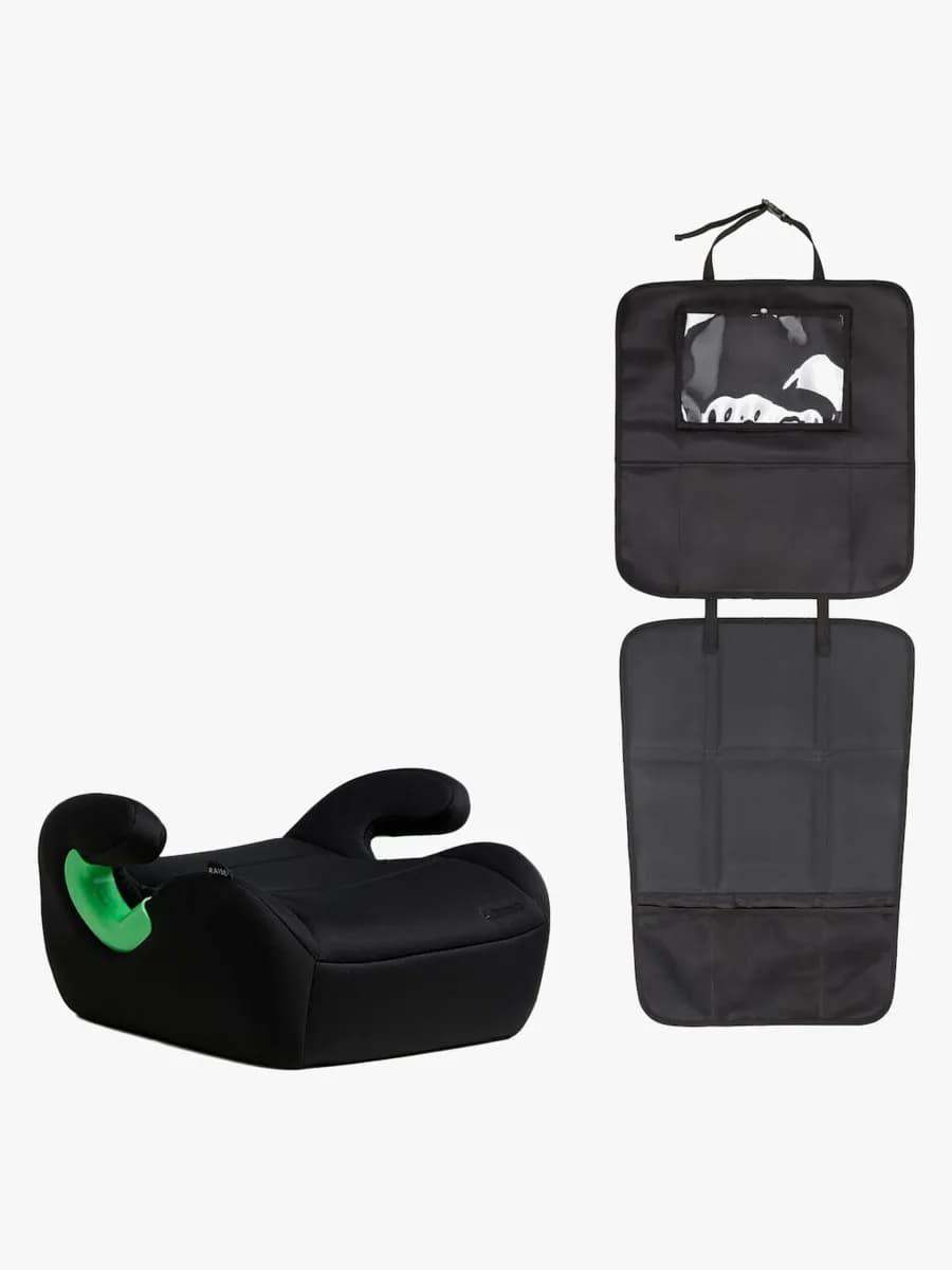 Beemoo Raise 2 i-Size Bälteskudde inkl. Beemoo 3-in-1 Sparkskydd, Black Stone/Black
