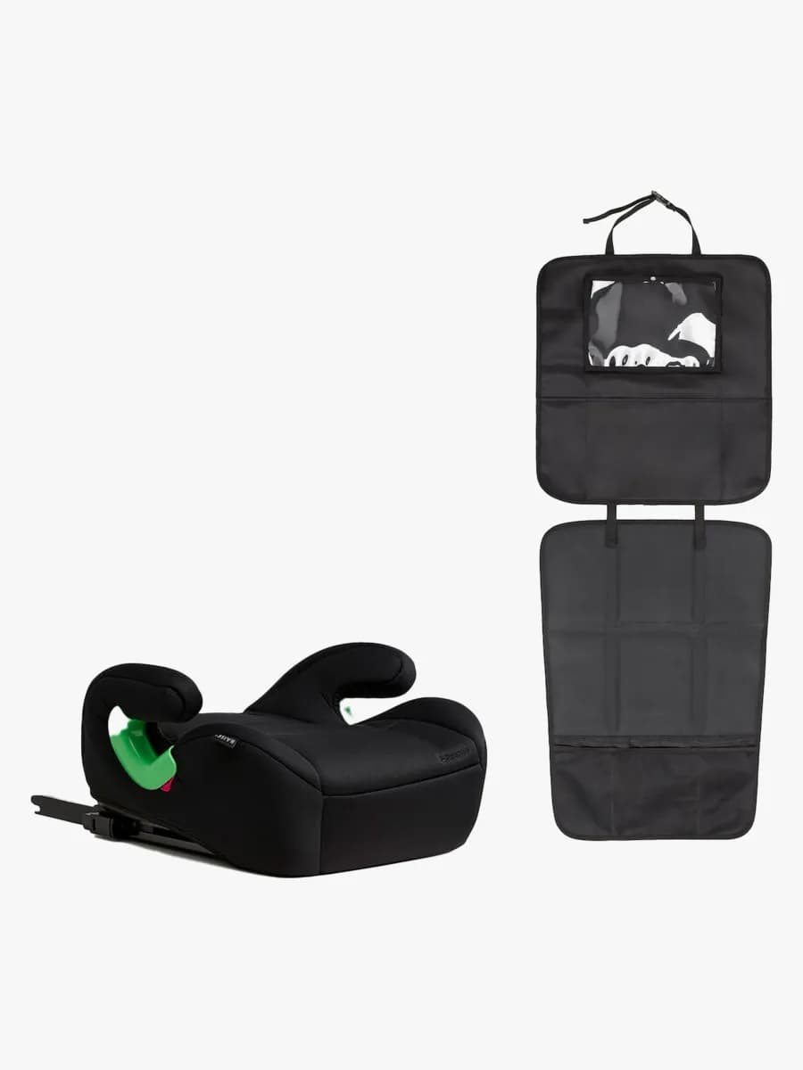 Beemoo Raise 2 i-Size Bälteskudde ISOFIX inkl. Beemoo 3-in-1 Sparkskydd, Black Stone/Black
