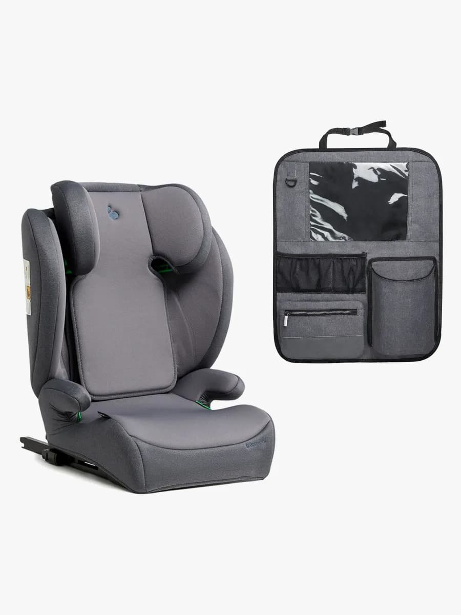 Beemoo Ride i-Size Bältesstol ISOFIX inkl. Beemoo Deluxe Sparkskydd med Förvaring, Mineral Grey