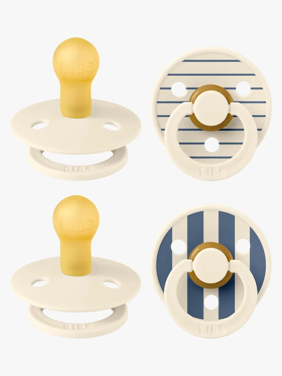 BIBS Studio Colour Napp 4-Pack Latex Stl 1, Pin Ivory Vanilla/Pin Ivory Steel Blue