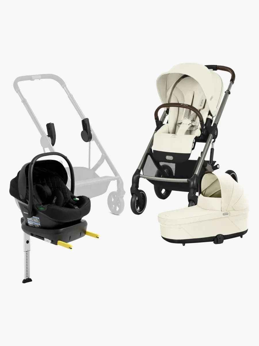 Cybex BALIOS S Lux Duovagn inkl. Beemoo Route i-Size & Bas, Seashell Beige/Black Stone
