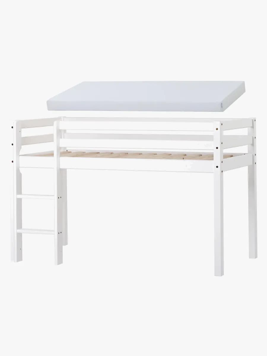 Hoppekids ECO Dream Halvhög Loftsäng Med ECO Dream Skummadrass 70x160, Vit, Barnsäng, Juniorsäng