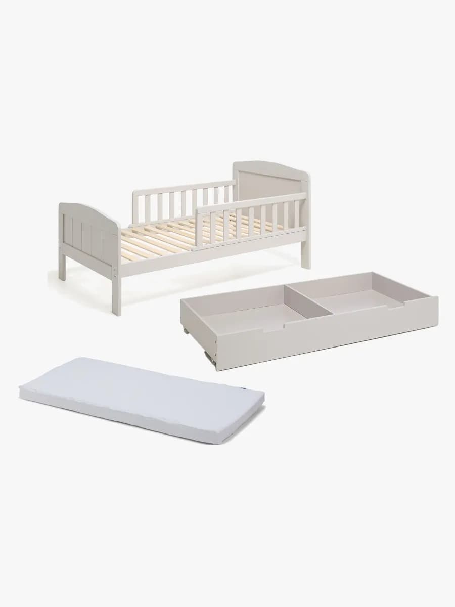 JLY DREAM Juniorsäng JULI inkl Sängförvaring & Madrass 70x140, Varm grå, Förvaring Barnrum