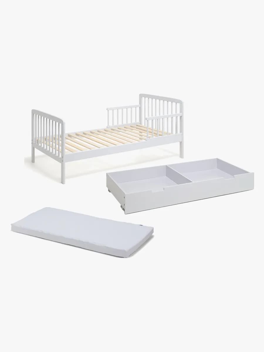 JLY HEAVEN Juniorsäng MEYA inkl Sängförvaring & Madrass 70x140, Ljusgrå, Förvaring Barnrum