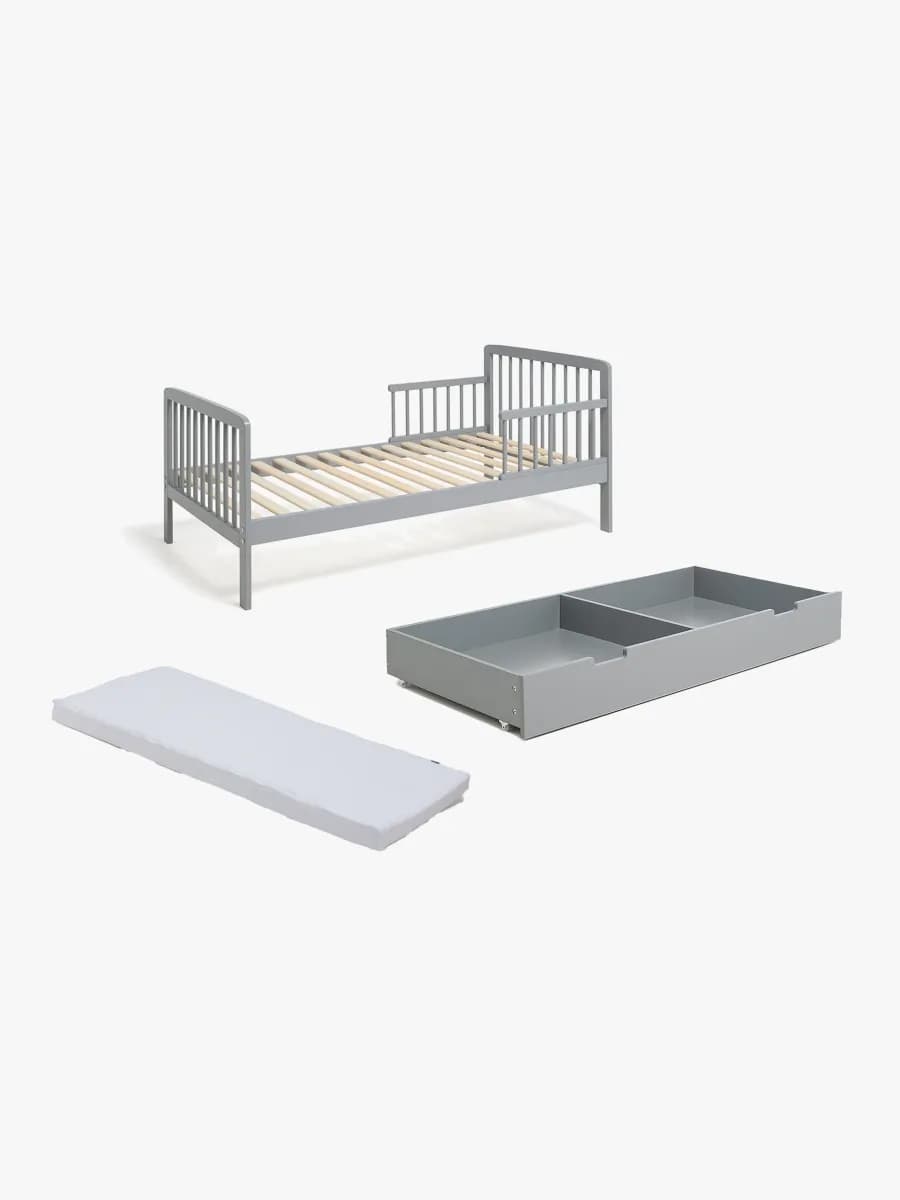 JLY HEAVEN Juniorsäng MEYA Inkl. Sängförvaring & Madrass 70x140, Mörkgrå, Förvaring Barnrum