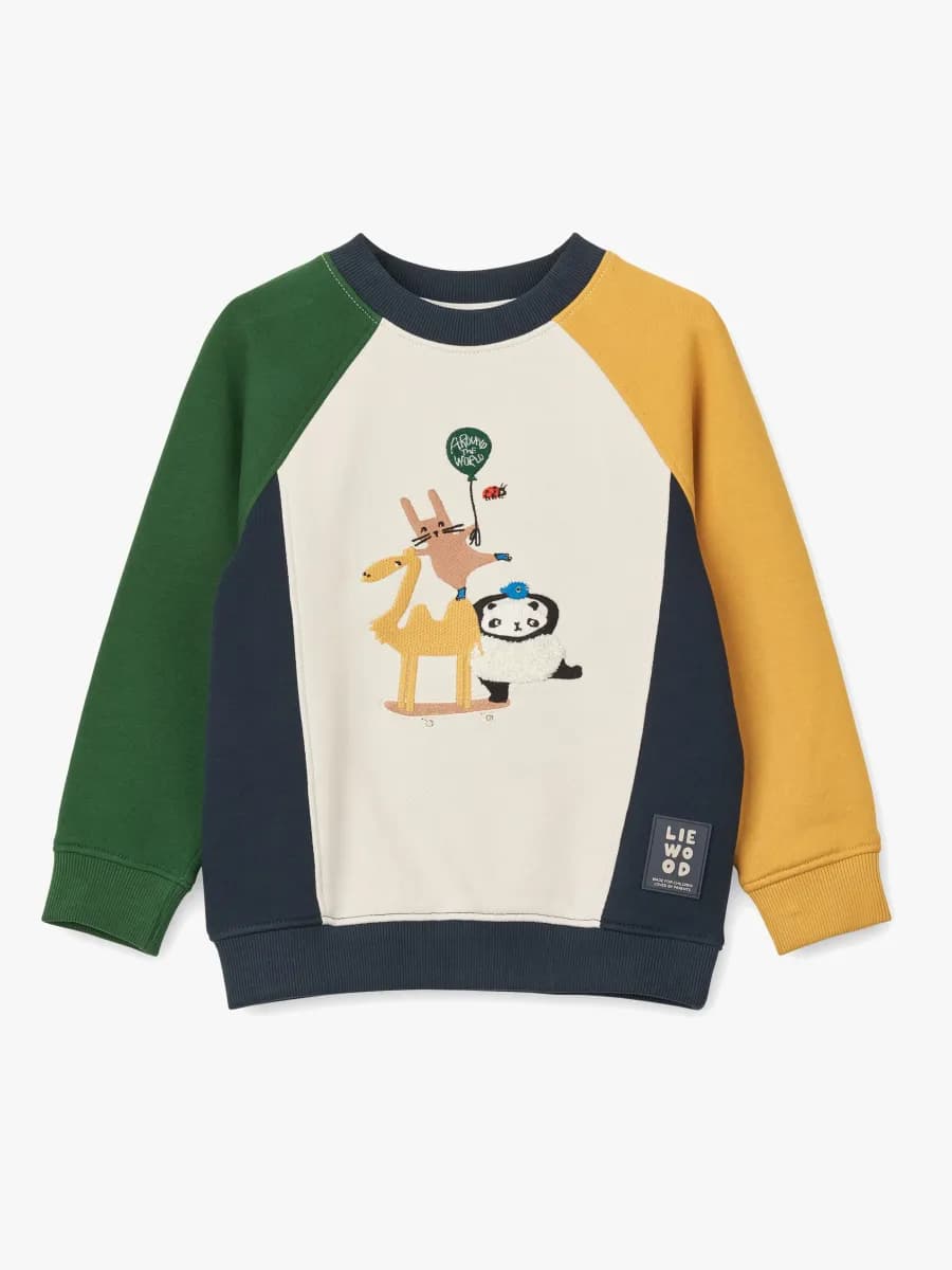 LIEWOOD Aude Placement Sweatshirt, Friends / Sandy / Classic Navy Multi Mix, 110-116