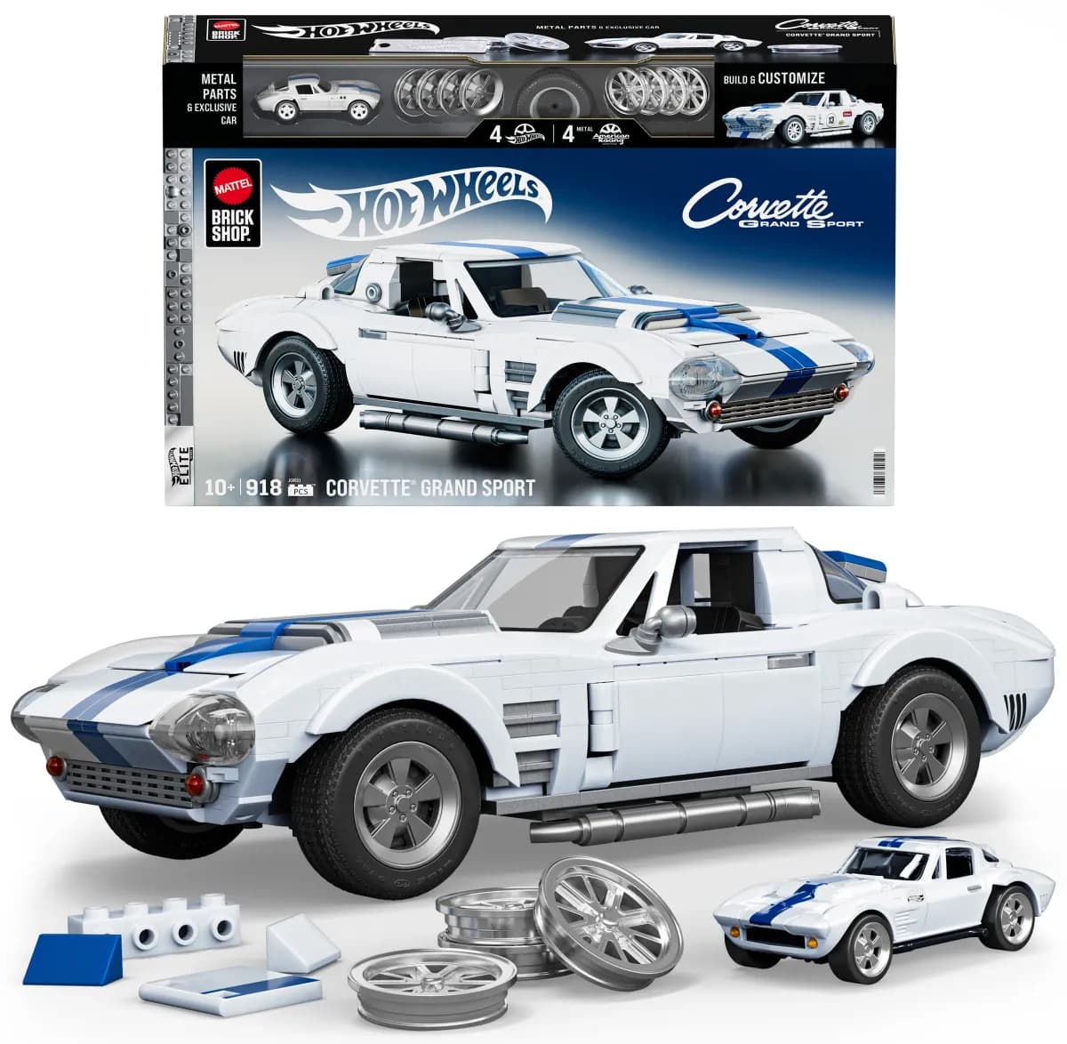Mattel Brick Shop Hot Wheels Elite Series Brick Shop Hot Wheels Byggset Corvette Grand Sport 918 Delar