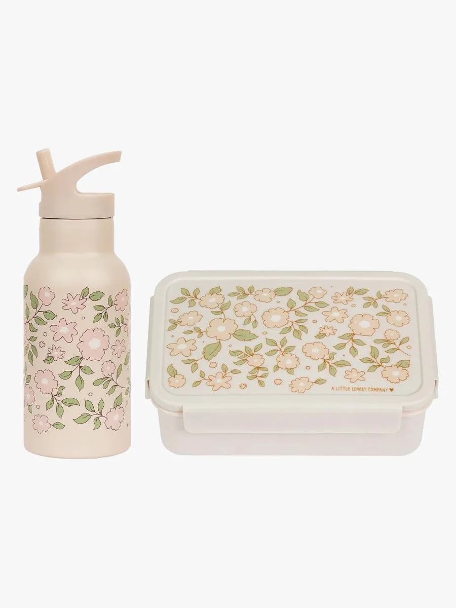 A Little Lovely Company Matlåda &  Flaska, Blossoms Pink