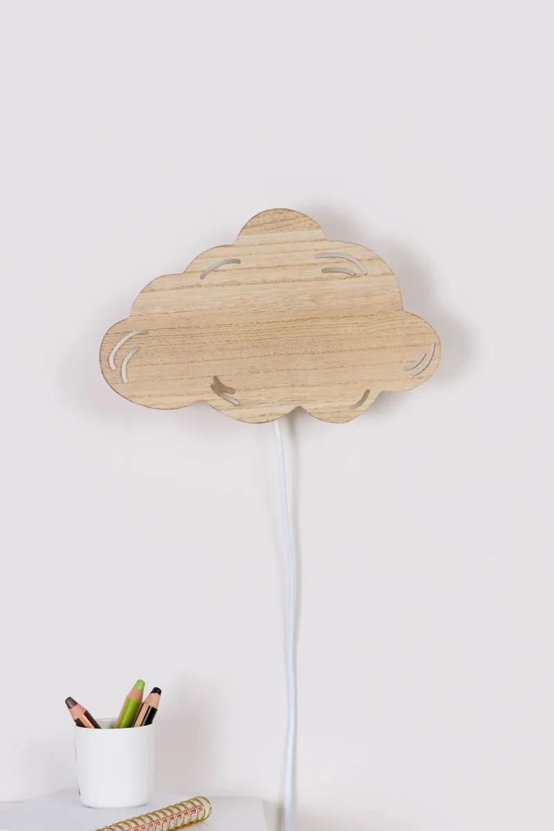 Alice &  Fox EMBLA Vägglampa Moln, Natural Wood, Barnrum