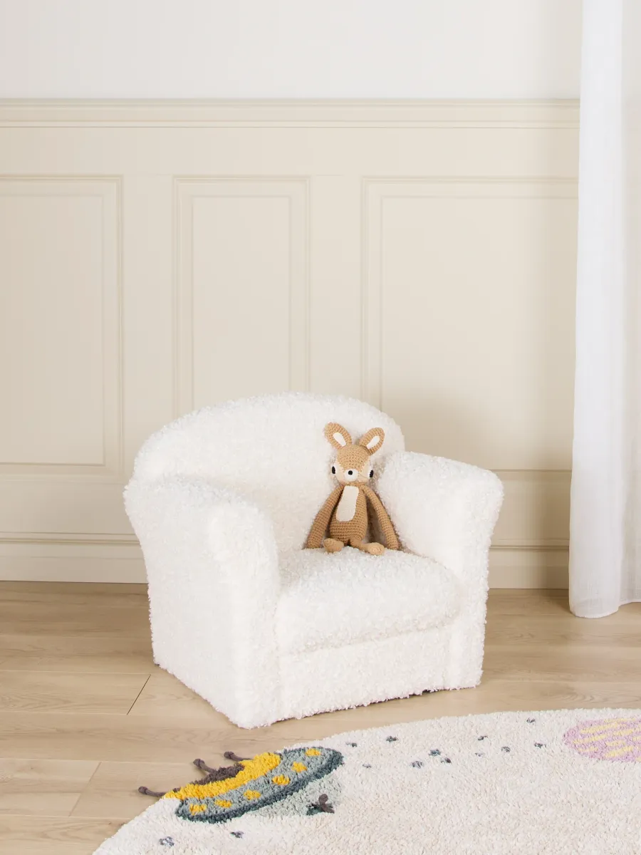 Alice &  Fox Puffin Barnfåtölj, White Teddy