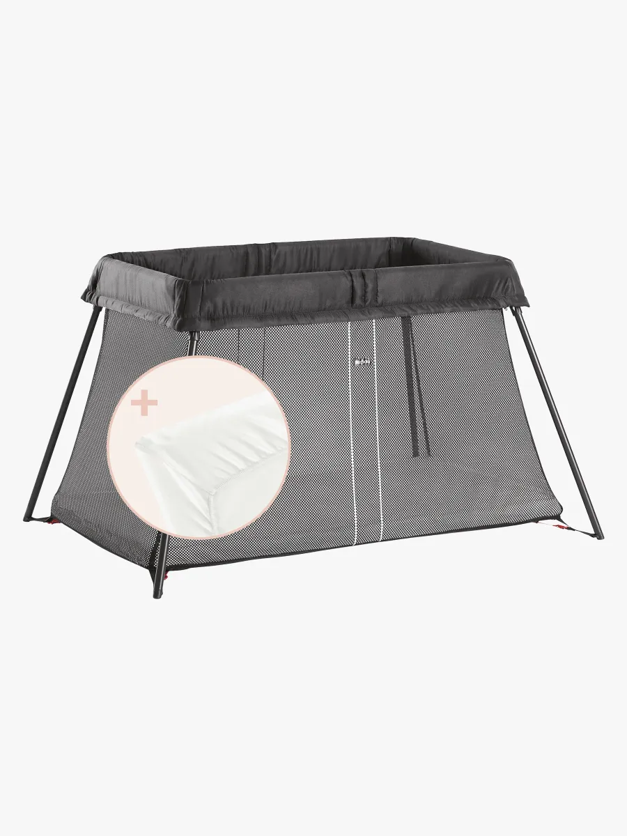 BabyBjörn Light Resesäng med Överdragslakan, Svart