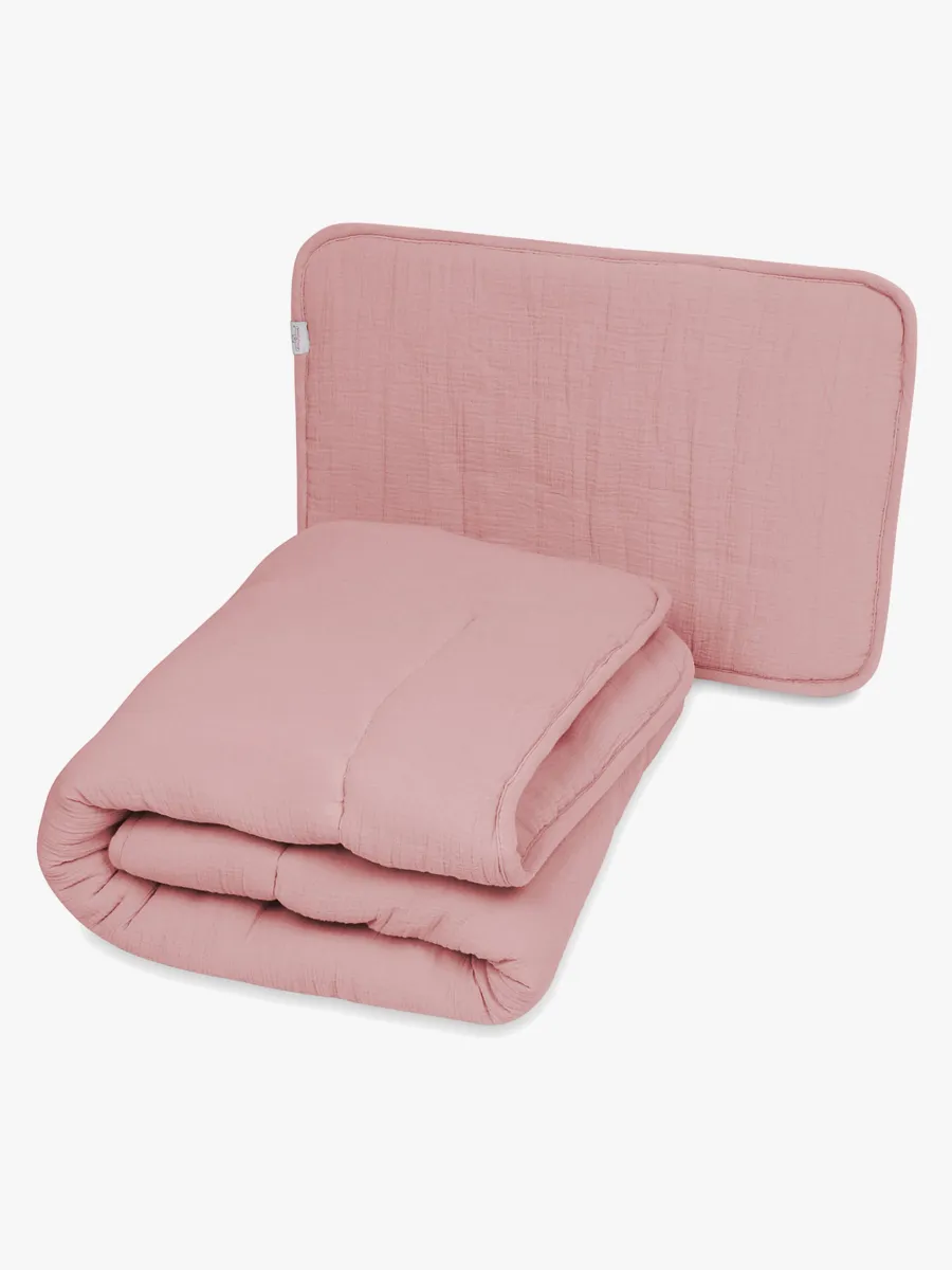 BabyMatex Muslin Täcke och Kudde 100x135, Rosa