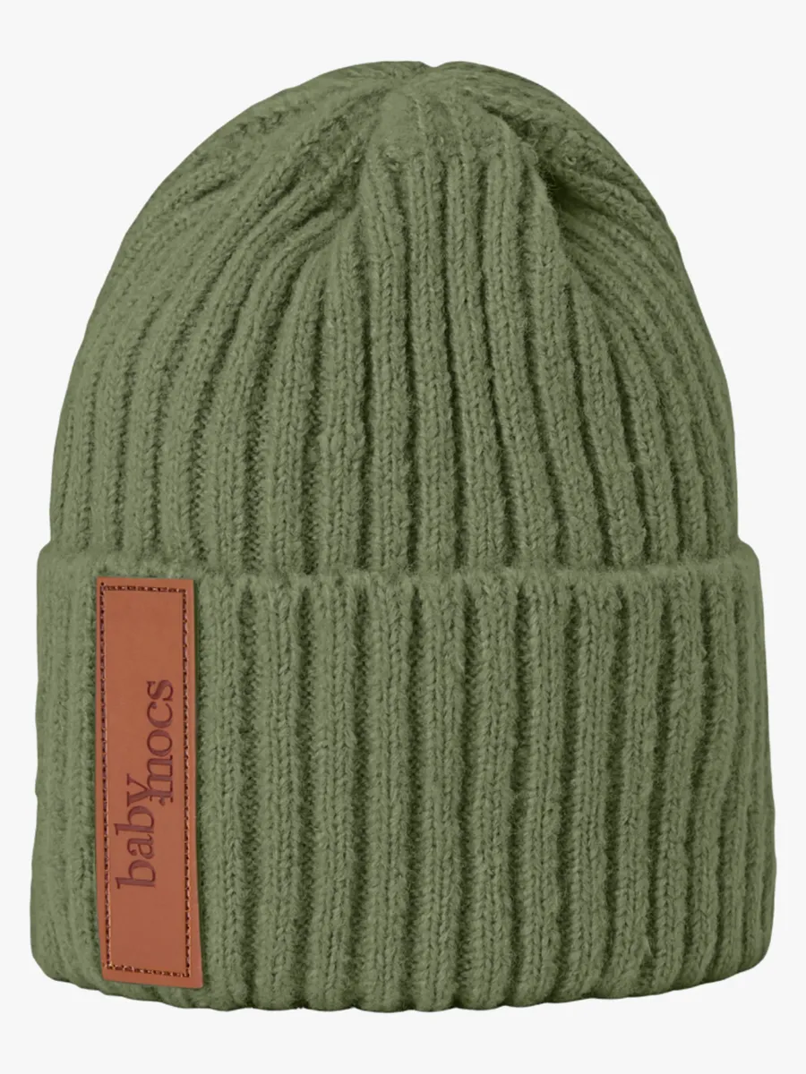BabyMocs Stickad Mössa, Olive
