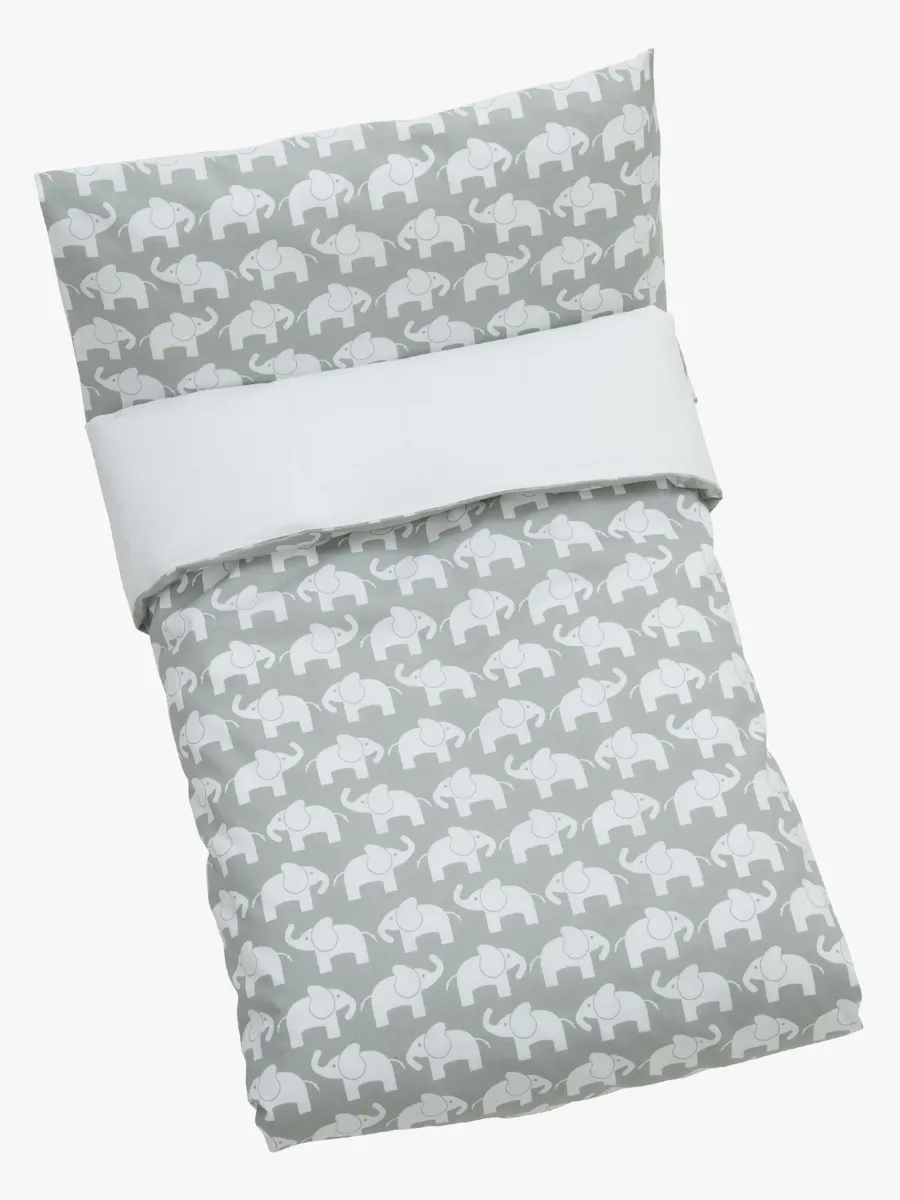 Bäddset Spjälsäng Elefant 100x130, Grå